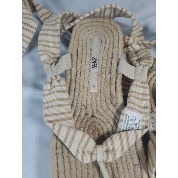Zara Lace Up Striped Espadrille Sandals 38 , US 7.5  With dust bag - Picture 3 of 16